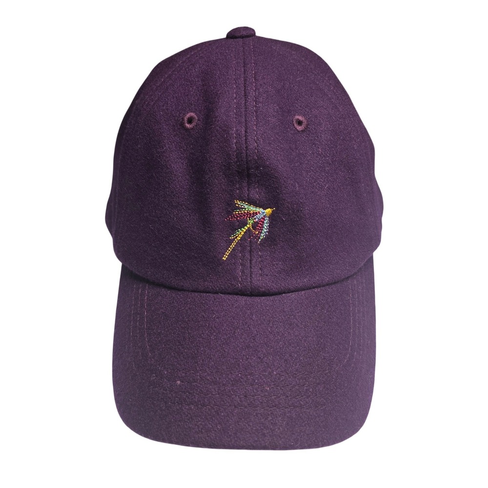 Orvis Purple Baseball Cap with Multicolor Fly Embroidery
